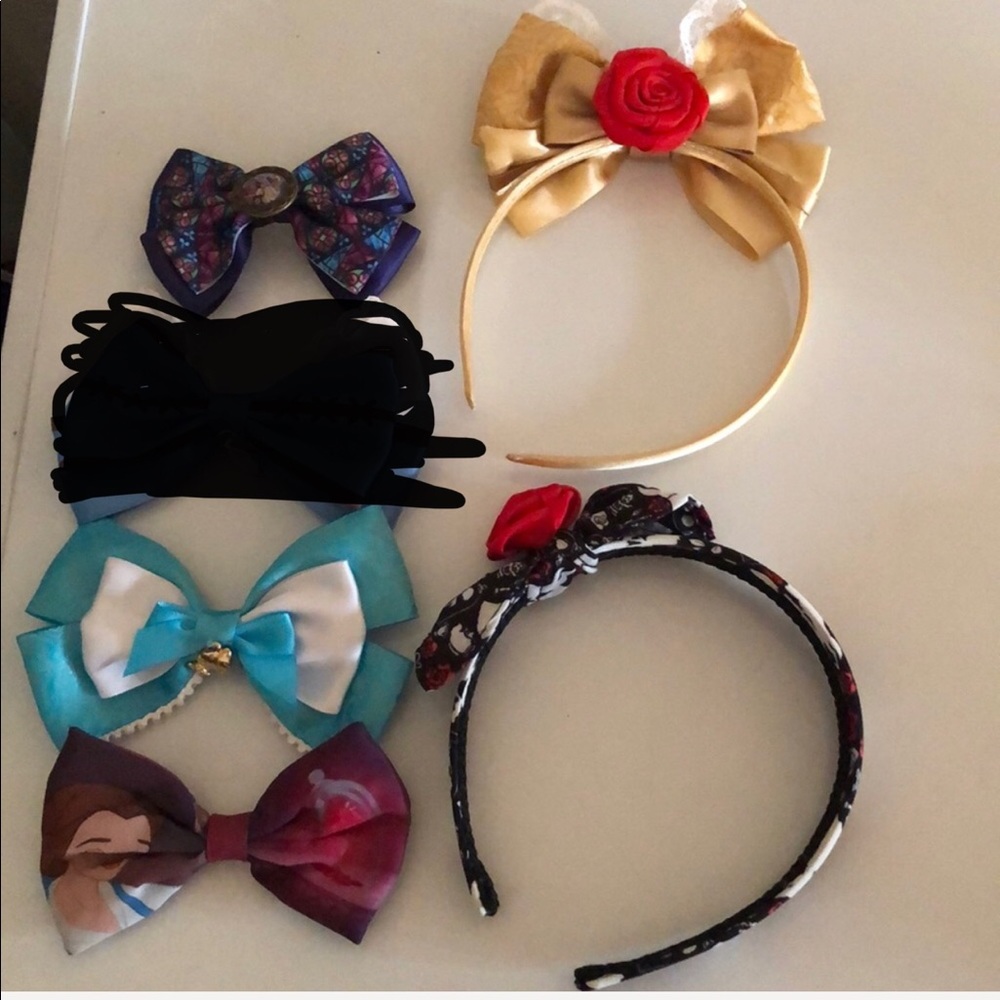 Disney beauty beast belle hair bow headband lot